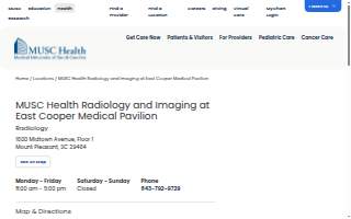 MUSC Health Radiology and Imaging at East Cooper Medical Pavilion website