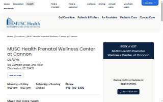 MUSC Health Prenatal Wellness Center at Cannon website