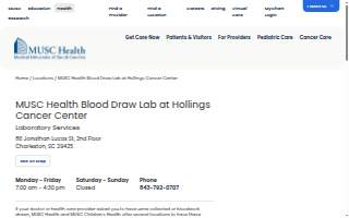 MUSC Health Blood Draw Lab at Hollings Cancer Center website