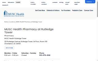 MUSC Health Pharmacy at Rutledge Tower website