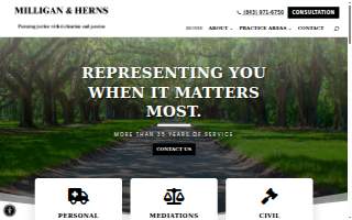 Milligan & Herns Law Firm website