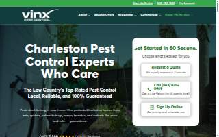 Vinx Pest Control of Charleston website