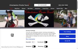 Charleston Pirate Tours website