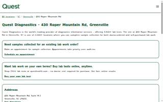 Quest Diagnostics of Greenville website