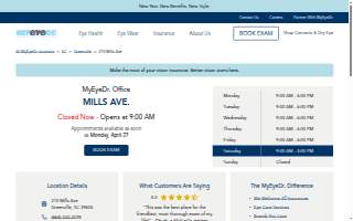 MyEyeDr. of Greenville website