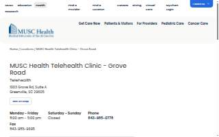 MUSC Health Telehealth Clinic - Grove Road website