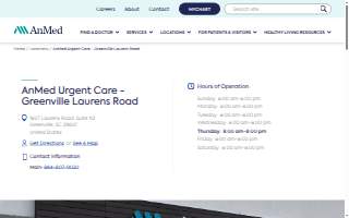AnMed Urgent Care - Greenville Laurens Road website