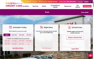 Prisma Health Urgent Care-Greer website