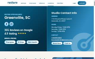 Restore Hyper Wellness of Greenville website
