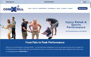 Corexcell Sports Training & Rehab website