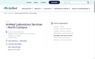AnMed Laboratory Services - North Campus website