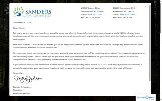 Sanders Wealth Management website