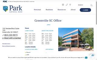 Park National Bank: Greenville SC Office website