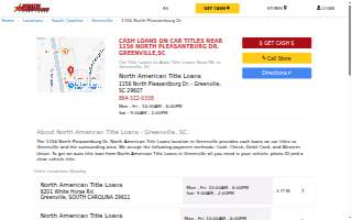 North American Title Loans of Greenville website