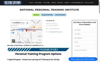 National Personal Training Institute of Greenville website