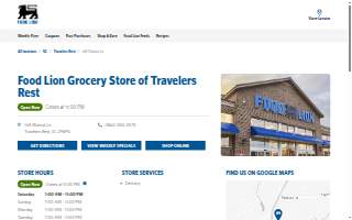 Food Lion of Travelers Rest website