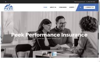 Peek Performance Insurance website