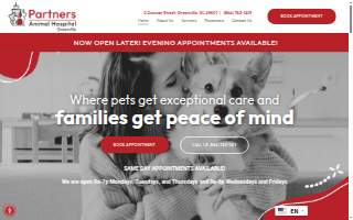 Partners Animal Hospital Greenville website