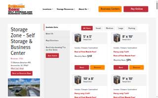 Storage Zone Self Storage and Business Centers website