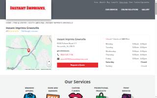 Instant Imprints Greenville website