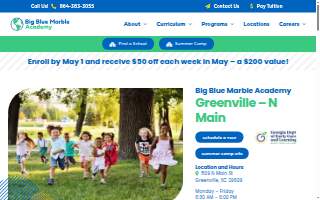 Big Blue Marble Academy North Main Greenville website