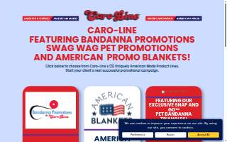Caro-Line featuring Bandanna Promotions, Swag-Wag Pets & American Blankets website