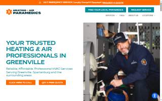 Heating + Air Paramedics of Greenville website