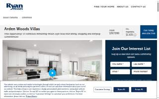 Ryan Homes at Arden Woods Villas website