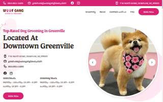 Woof Gang Bakery & Grooming Greenville website