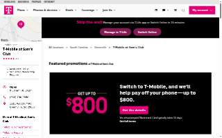 T-Mobile at Sam's Club website