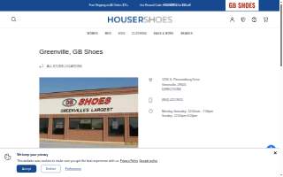 GB Shoes of Greenville website