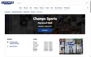Champs Sports of Greenville website