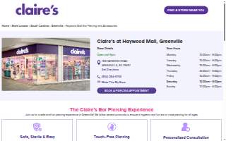 Claire's of Greenville website