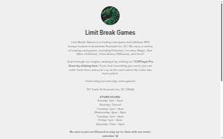 Limit Break Games website