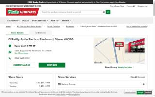 O'Reilly Auto Parts of Piedmont website