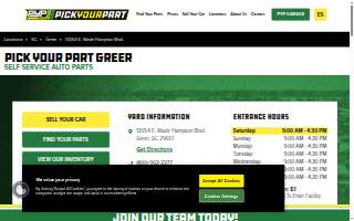 Pick Your Part - Greer website