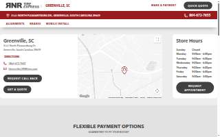 RNR Tire Express of Greenville website