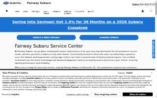 Fairway Subaru Service Center website