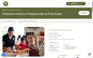 Primrose School of Simpsonville at Five Forks website