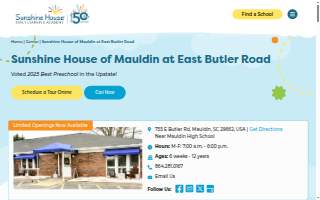 Sunshine House of Mauldin at East Butler Road website