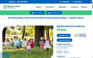 Big Blue Marble Academy Greer website