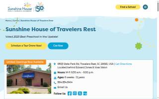 Sunshine House of Travelers Rest website