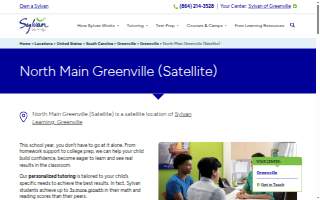 Sylvan Learning of North Main Greenville website