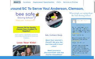 Bee Safe Driving School - Greenville website