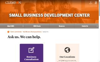 Clemson University Sm Bus Dev website