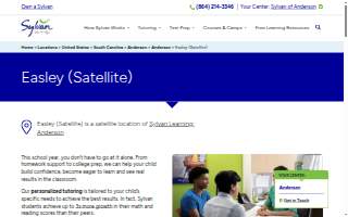 Sylvan Learning of Easley (Satellite) website