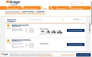 Budget Truck Rental of Greenville website