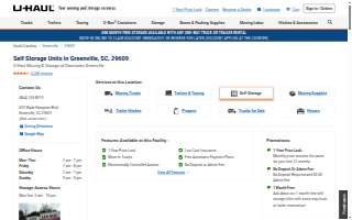 Self-Storage at U-Haul of Greenville website