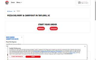 Pizza Hut of Taylors website