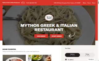 Mythos Greek & Italian Restaurant website